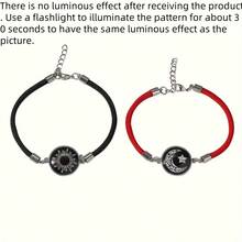 Fashion Couple Sun, Moon And Stars Boyfriend And Girlfriend Gift Box, Good Friends Combo Light Up Bracelet Set, Stainless Steel Sweatproof And Colorfast - 2件/套 - 查看 3