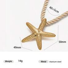 1pc Fashionable Luxury 18K Gold Stainless Steel Sea Conch, Starfish And Sun Pendant Necklace, Versatile Accessory For Women