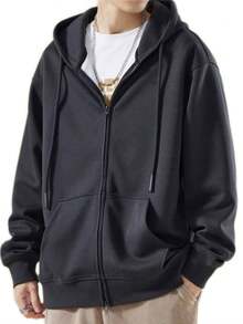 Baisica E Comfortable Men's Sweatshirt With Zipper - Dark Grey - View 1