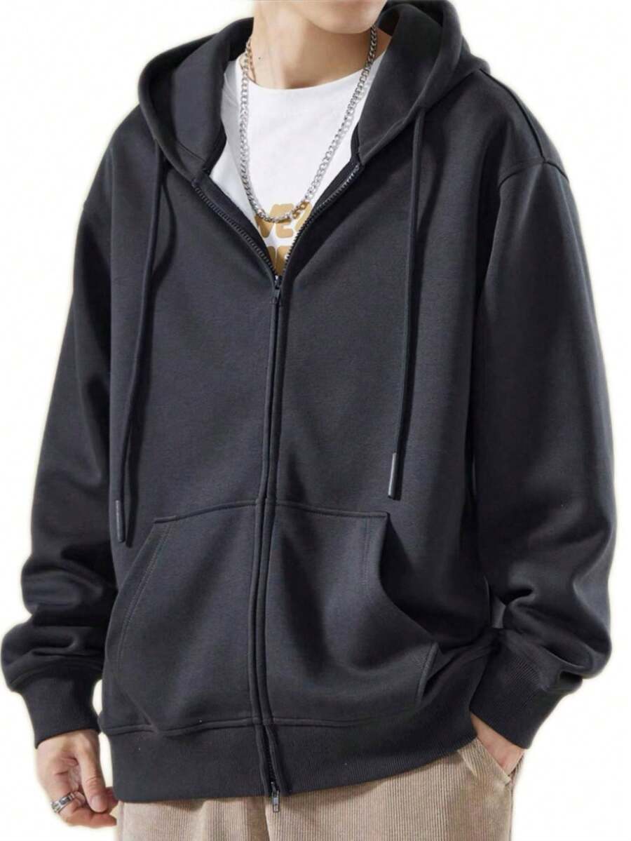 Baisica E Comfortable Men's Sweatshirt With Zipper - Dark Grey - View 1