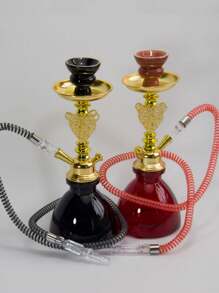 Complete New Hookah Set, Single Hose Acrylic Hookah Kit, Shisha Flexible Hose Ceramic Bowl Accessories, Portable Hookah Pipe Set (Includes Bowl, Hose, Charcoal Tray, Tongs), Premium Full Glass Bottle Acrylic Stem Metal Hookah Hose And Pipe Fittings, No Electricity Required, Suitable For Back To School, Valentine's Day, Father's Day Gifts, Friends, Bars, Nightclubs, KTVs, Home And Restaurants (2 Random Glass Bottle Styles)