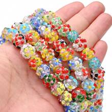 3pcs Floral Glass Beads - With 3D Flower Surface, DIY Jewelry Making Accessories, Suitable For Bracelets, Necklaces, Earrings, Keychains, Phone Straps, And Craft Projects
