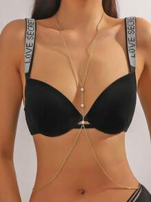 1 Stück Bohostil übertrieben sexy vielseitiger Dekor-Halskettenkörperkette mit Kunstperlen, geeignet für Frauen am Strand, auf Partys, im Urlaub, als Geschenk für Familie und Freunde