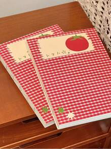 50 Blatt/100 Seiten süßes Tomaten Blanko Notizbuch, mini tragbarer Memo Block, Skizzenbuch, Tagebuch, Schulmaterial, Schulanfang