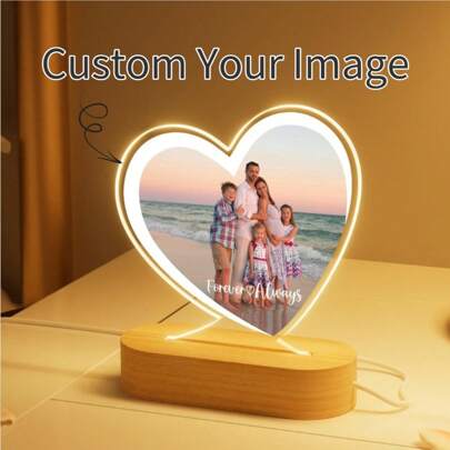 Moldura de foto personalizada com luz LED em formato de coração - Personalize com sua foto e mensagem favoritas, alimentada por USB, ideal para o Dia dos Namorados, casamentos, aniversários, datas comemorativas - Presente romântico para casais e entes queridos