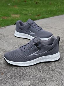 男士透气运动鞋，轻便防滑休闲运动鞋，百搭，2025年新品，防臭网眼 - 灰色 - 查看 4