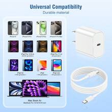 30W 快速充电套装：USB C 壁式充电器 + 6.6 英尺/200 厘米 USB C 转 Type C 线缆，兼容 16 Pro Max/16 Pro/16 Plus/16、 15 Pro Max/15 Pro/15 Plus/15、Type-C 充电适配器套件 Nan - 查看 8