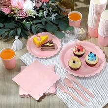 350 Plates And Napkins, 50 Guest Spring Party Supplies Include Paper Plates Napkins Cups Plastic Spoons - Light Pink - 查看 4