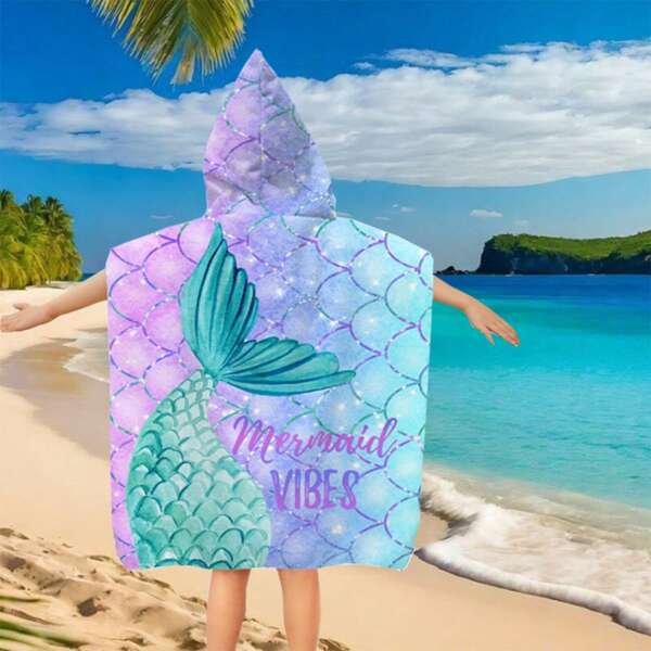 1 Peça Roupão de Banho com Capuz, Minimalista e Multiuso, Roupa de Praia, Decoração de Banheiro, De Volta às Aulas no Verão