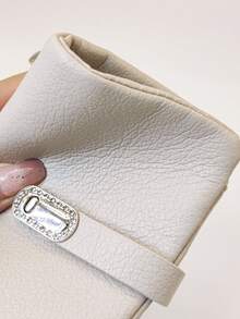 1pc Women Short Wallet PU Solid Soft Fashion Splice Modern Style Clasp Closure, Magnetic Snap, Large Capacity Multi-Card Slots Multi-Function Card Holder Case, Zipper Coin Purse, Compact & Lightweight, Suitable For Holiday Gift - Beige - View 3