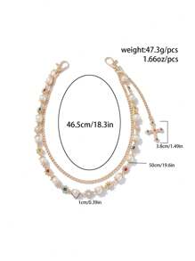1 pieza Cadena de cintura con cruz de estilo punk imitando perlas, incrustada con rhinestones de colores, accesorio de Charm para hombres, joyería para pareja, regalo para vacaciones