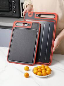 1pc Small/Large Reversible Multifunctional Cutting Board, PP Aluminum Alloy Kitchen Cutting Board, Stainless Steel Chopping Board, Kitchenware For Cutting Fruits & Meats, Outdoor Cutting Board