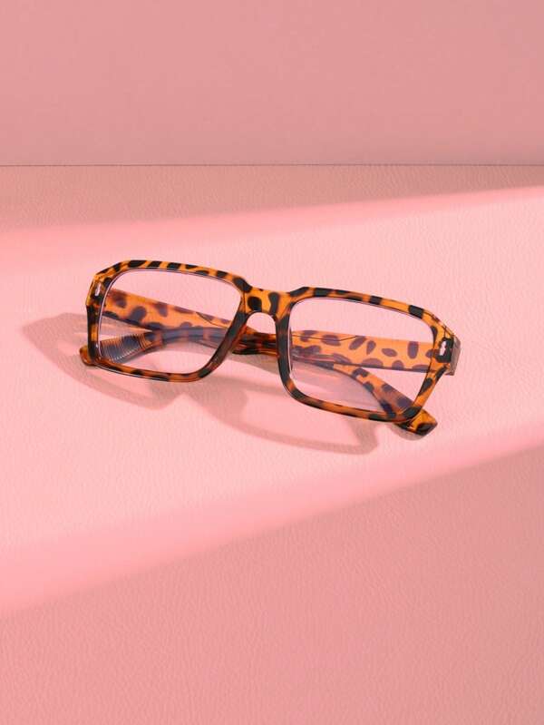 1 Pair Women's Large Frame Square Stylish Retro Decorative Non-Prescription Glasses, Suitable For Reading, Using Computers, Driving, Photography, Travel, Versatile