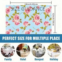 1pc/5pcs/7pcs Floral Art Print Polyester Table Runner With 6pcs Placemats - Polyester, Rectangle, Holiday Table Decor Cloth Runners, Home Decoration, Kitchen Dining Table Decor, Room Decor, Table Runners