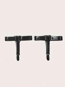 1 par de anillos para la pierna negros con corazón negro, pinza de calcetín ajustable, tirante de suspensor simple hecho a mano con banda de PU en forma de corazón, accesorios de moda para mujer