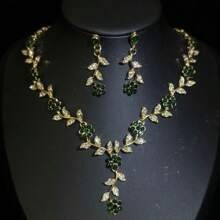 1 Set Damen Schmuckset - Halskette, Ohrringe (3 Stücke), elegantes Strass-besetztes Schmuckset, geeignet für Hochzeit, Bankett, formelle Anlässe