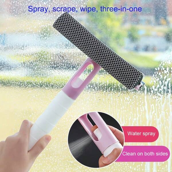 1pc 3-In-1 Multipurpose Glass Cleaner With Spray Nozzle And Scraper, Suitable For Painting, Washing, Scraping On Windows, Tiles, Car Windshields, Mirrors, Bathroom, Ideal For Party And Cleaning