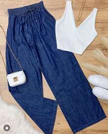 Wide Leg Jeans - Quần Jeans Tối Màu - Xem 1