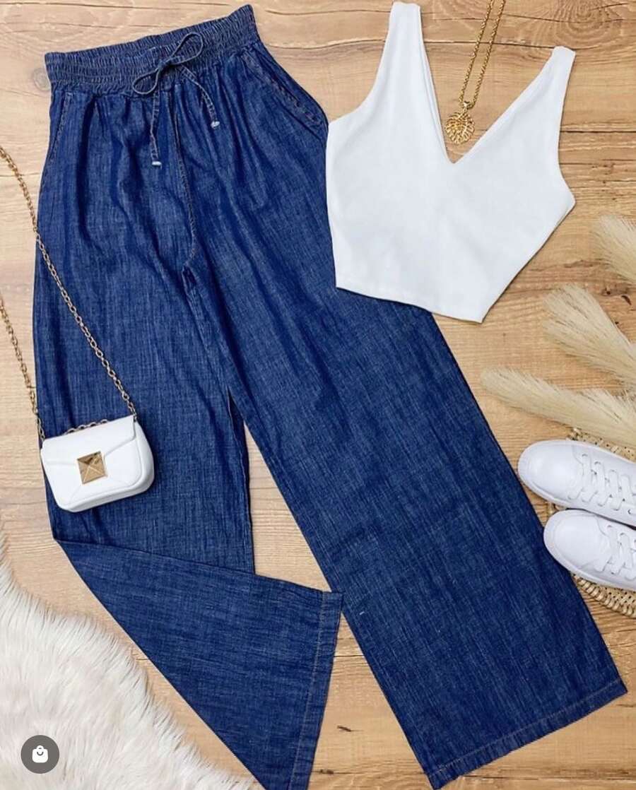 Wide Leg Jeans - Quần Jeans Tối Màu - Xem 1