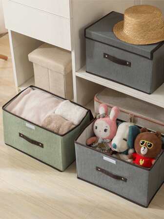 1pc Home Fabric Storage Box, Foldable Clothing Storage And Organizing Box, Home Non-Woven Fabric Dust-Proof Storage Box