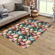 1pc Vintage Flower Fashion Style Rug, Polyester Entry Pad, Non-Slip Durable, Machine Washable, Easy Care, Suitable For Living Room, Bedroom, Laundry Room, Home Decor, Versatile Indoor/Outdoor Use; - Multicolor - View 2