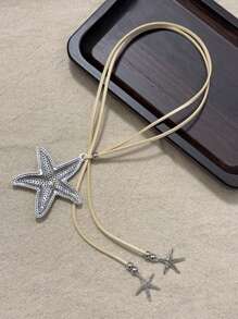 New Starfish Symbol Beach Necklace For Women, Minimalist Retro Boho Style Necklace