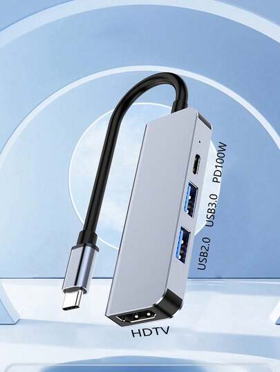 Type-C To HDTV 4K,USB3.0/2.0 PD 100W Docking Station,Four-In-One Multi-Functional Expansion Dock