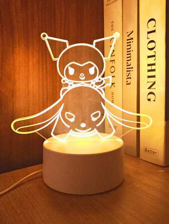 Sanrio 1 creatieve Hello Kitty 3D nachtlamp, effen kleur warm licht mini LED-lamp, kunststof tafellamp met USB-aansluiting, geschikt voor kamer, slaapkamer, bureaudecoratie, feestdagen en verjaardagscadeaus.