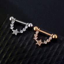 Modischer & sexy neues Produkt Dreifach-Reihen-Brustwarzenpiercing aus Edelstahl mit eingebetteten Zirkoniasteinen, Körperschmuck für den Export