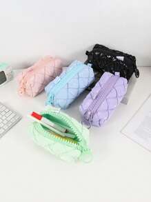 1 Creative Candy-Colored Plaid Pencil Case, Tabletop Organizer Pouch, Large-Capacity Zippered Portable School Supplies, Back-To-School Gifts For Friends