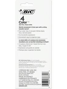 BIC 4 Color Shine Retractable Ballpoint Pen, 1.0 Mm Medium Point, Long-Lasting Ink, 3-Count In Assorted Ink - 1 - 查看 3