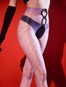 一双性感内衣5D极光波点黑丝连裤袜超薄亲肤防晒腿袜夏季性感开裆连脚丝袜适合夜店、夜生活、约会、演出、新婚之夜 - 性感丝袜和紧身衣内衣 - 彩色 - 查看 13