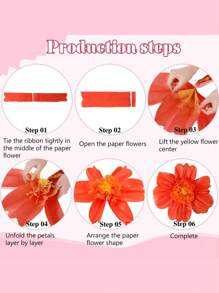 3Pcs Large Colorful Tissue Paper Flowers 12" Giant Paper Flowers For Wall Backdrop Mexican Pom For Carnival Crafts Birthday Party Decorations