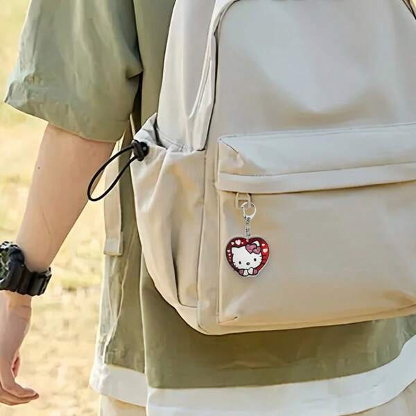 Sanrio 1/2 piezas Llavero acrílico con corazón rojo de Sanrio Hello Kitty, adecuado para decorar llaves, encantos de bolso, favores de fiesta, regalos de cumpleaños, recuerdos de graduación, juguetes