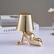 1 pièce Lampe de bureau rechargeable USB, lampe figurine de penseur créatif, lampe de décoration de Noël, lampe de bureau LED minimaliste industrielle, 3 températures de couleur, interrupteur tactile, rechargeable, gradable