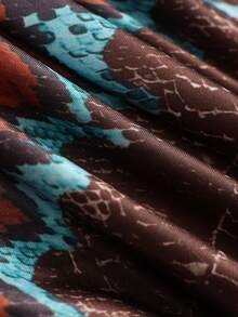 Vintage Sexy Strapless Crisscross Backless Crop Top, Hollow Out And Graphic Print Design - Multicolor - View 11