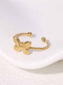 1pc Fashionable Unique Personalized Cute Versatile Stainless Steel Butterfly Ring, Suitable For Women Daily, Parties, Dates