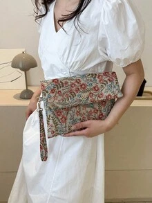 Fashion Contrasting Pattern Flip Envelope Wrist Bag, Suitable For Shopping, Wallets, Shopping, Young Women, College Students, Newcomers, White-Collar Workers. They Are Very Suitable For Offices, Universities, Work, Business, Commuting, Outdoor Activities, Travel, And Outings