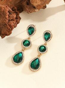 1 Pair Boho Rhinestone Embellished Fashion Versatile Popular Earrings, Suitable For Women Everyday Wear And Party