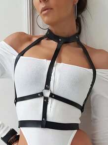 Women's PU Leather Fashion Belt Gothic Chest Corset Valentine's Day Dating Costume Body Corset Body Shaping Belt Valentine's Day Mardi Gras Costume Accessories Sexy Lingerie Accessories