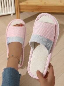 Mules en lin, pantoufles intérieures silencieuses absorbantes et respirantes pour couples pour toutes les saisons