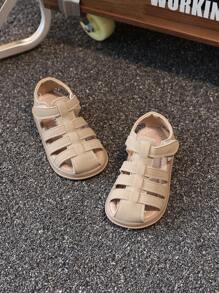 1 Pair Kids Closed Toe Sandals With PU Uppers, Anti-Slip Outsole And Hook And Loop Closure