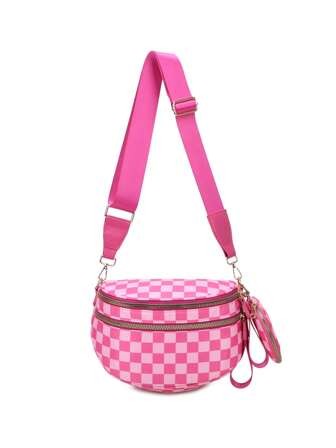 2025 New Fashion Plaid Messenger Bag With Coin Purse, Large Capacity Shoulder Bag, Versatile & Lightweight Crossbody Tote