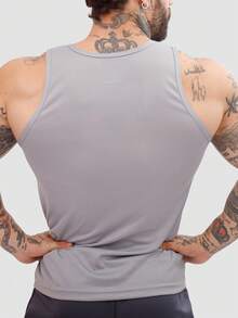 Men's Dry Fit Tank Top Workout Gym Walking Summer Blouse Shirt T-Shirt - Grey - View 4