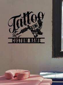 1 pezzo di Decorazione da parete in metallo personalizzata - Targa personalizzata con nome dello studio per la casa, per la decorazione della stanza degli uomini e dell'officina - Design versatile per appendere - Regalo perfetto per gli amanti dei tatuaggi, decorazione di San Valentino, decorazione di San Valentino
