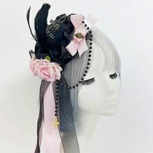 1 szt. Lolita Style Party Mini Hat, spinka do włosów Gothic Rose Edge, akcesorium do tańca scenicznego