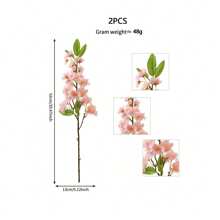 2PCS/6PCS Artificial Cherry Blossoms Peach Blossom Branches Short Branches Realistic Suitable For Home Wedding Bedroom Dining Table Office Vase Decoration