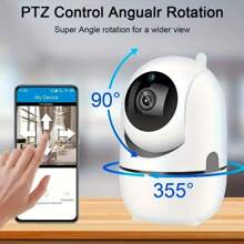 1 pièce/2 pièces Caméra de  WiFi 2,4 G avec vue à 360°, vision nocturne, surveillance à distance, audio bidirectionnel et contrôle via application mobile, convient pour la  de la maison et des entreprises, utilisation intérieure/extérieure