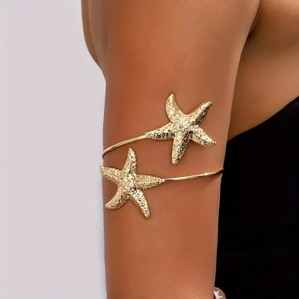 1 Peça Bracelete Aberto com Estrela do Mar 3D Fashion, Adequado para Uso Diário, Praia, Férias e Várias Ocasiões