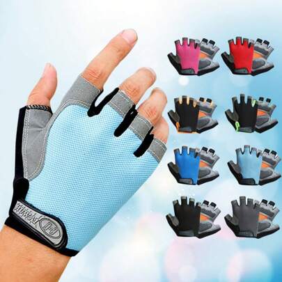 1 Pair Unisex Polyester Fiber Cycling Half Finger Gloves, Thin Breathable Non-Slip Wear-Resistant Fingerless Gloves For Spring/Summer, Suitable For Hiking, Climbing, Outdoor Fitness, Sports